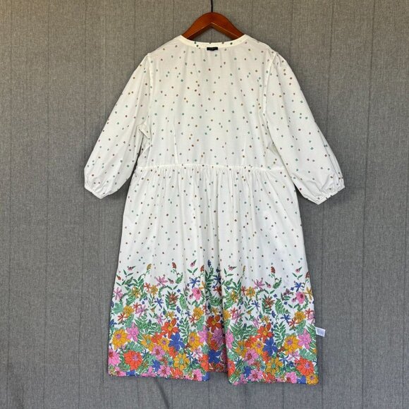 Talbots 100% Cotton Poplin; Blissful Floral Puff Sleeve Midi Shirt Dress Size 18 - Picture 14 of 16